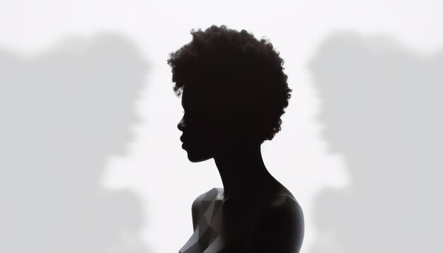 Silhouette de statue 3D d'un modèle afro noir