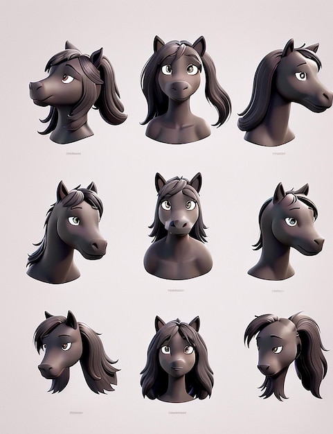 Photo silhouette de tête de cheval dessinée à la main silhouette d'animaux dessinée par la main illustration générée par l'ia