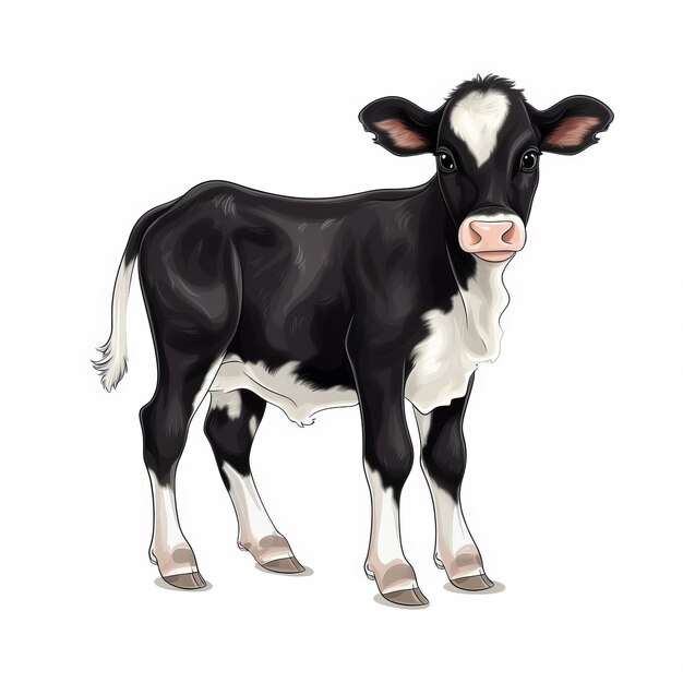 La silhouette d'une vache de dessin animé sur fond blanc