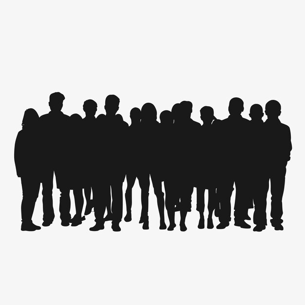silhouette vectorielle d'une foule de personnes sur un fond blanc IA générative