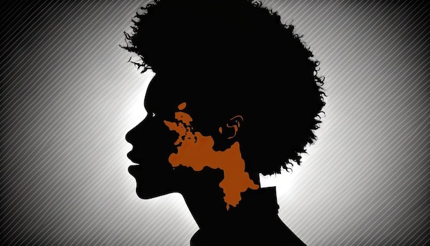 Photo silhouette de visage d'homme noir afro