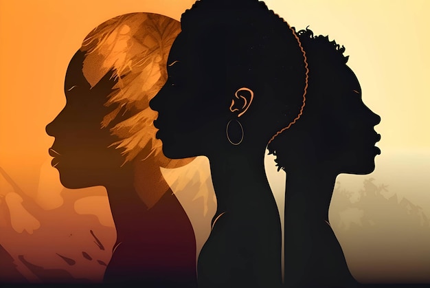 Silhouettes d'Afro-Américains sur fond beige Freedom Day Generative AI 2