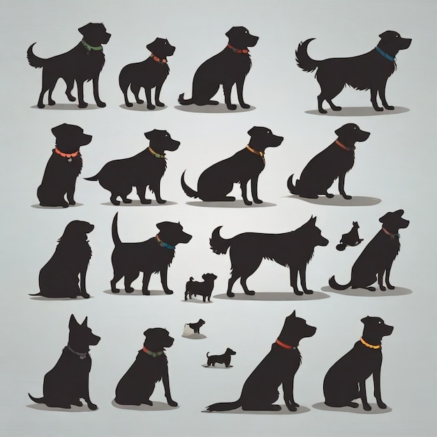 Photo des silhouettes de chiens à l'arrière-plan vectoriel de dessins animés
