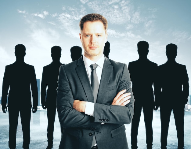 Photo silhouettes de concept de leadership