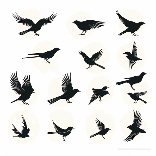 Silhouettes de conception de logo de beaux oiseaux isolés image de fond blanc art généré par Ai