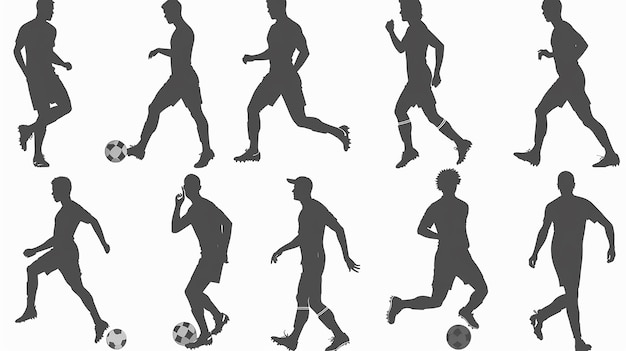 Silhouettes d'hommes jouant au football