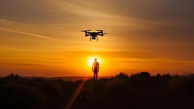 Des silhouettes de l'interdiction capturant la beauté interdite en vol de drone