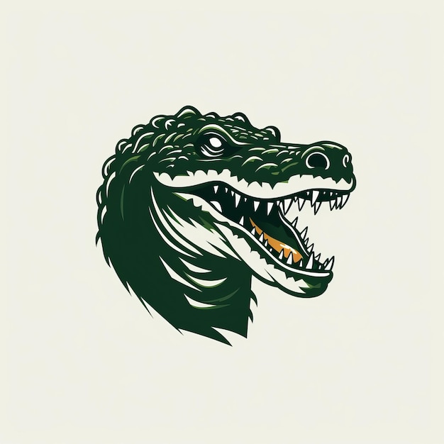 Des silhouettes de logo de crocodile en vert et blanc