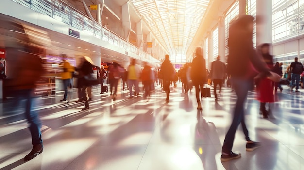 Silhouettes de navetteurs dans la station de métro, la gare ou l'aéroport Heure de pointe dans les transports en commun