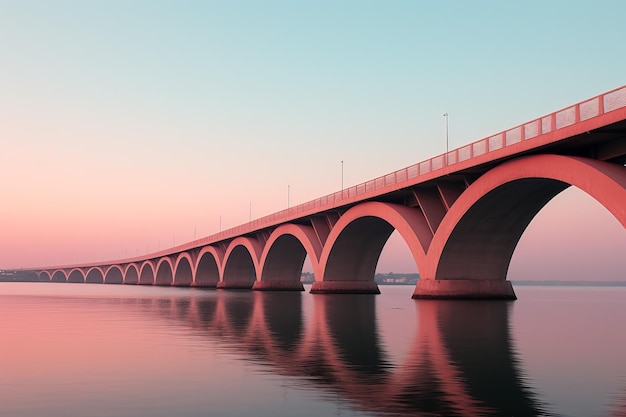 Les silhouettes des ponts contre les gradients pastel du ciel offrent un enchantement minimaliste