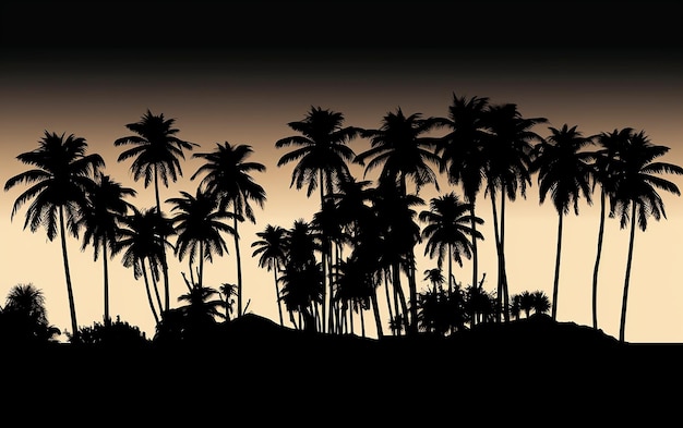 Photo des silhouettes tropicales des palmiers au crépuscule