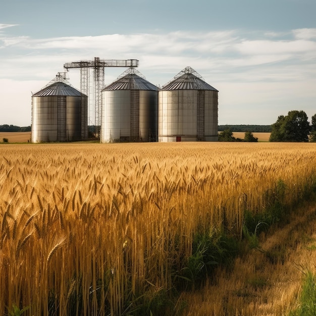 Silos d'orge dans le paysage agricole AI générative