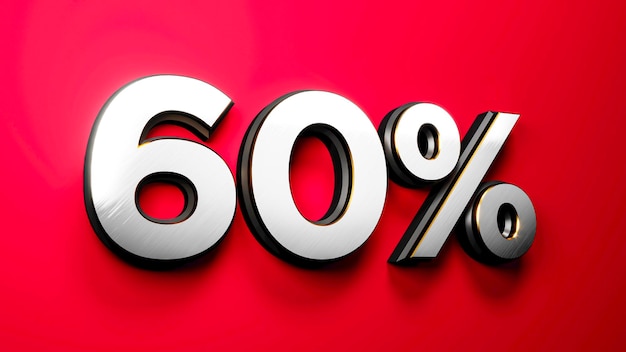 Silver Gold 60 % de réduction Sign on Red Background Offre 60 Discount Tag Sale Jusqu'à 60 %