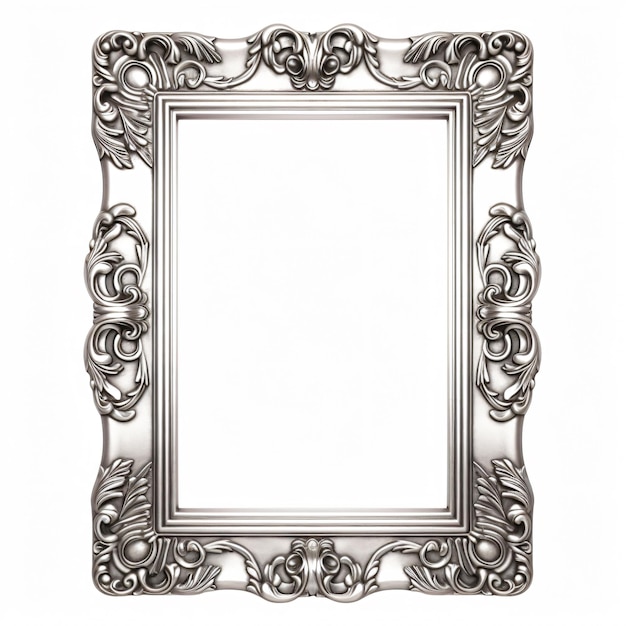 Photo silver picture frame clipart isolated on white back