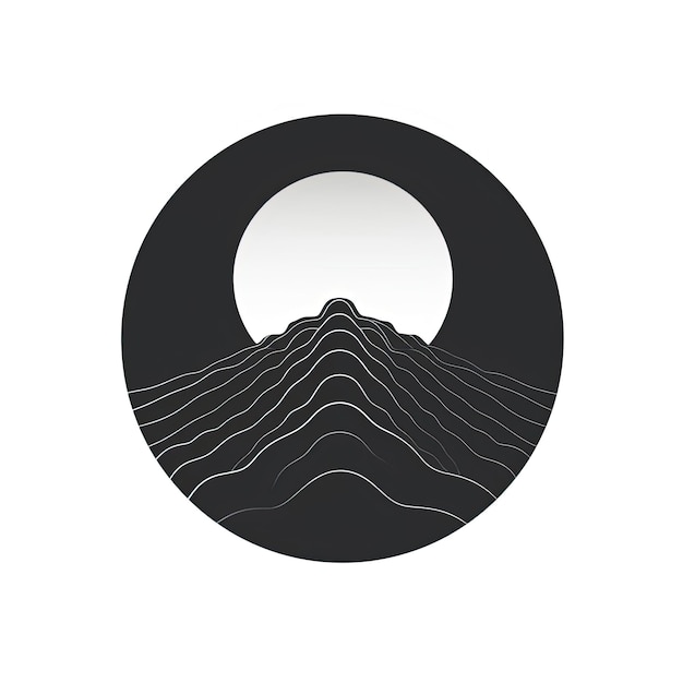 un simple contour noir d'une icône en forme de cercle dans le style du réalisme illusoire