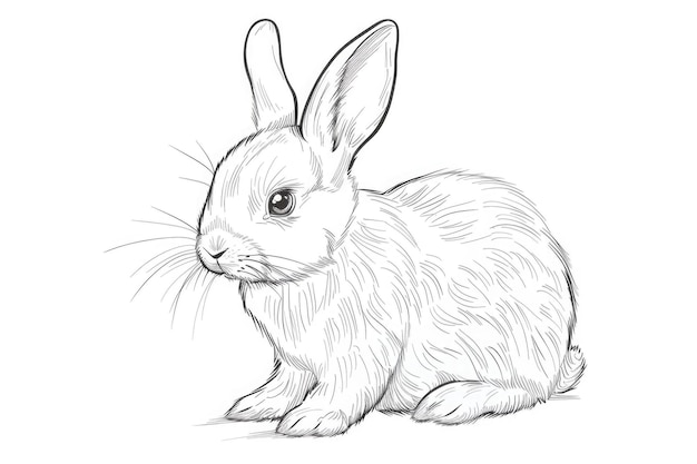 Un simple dessin d'un lapin sur un fond blanc plat convient à divers projets de conception