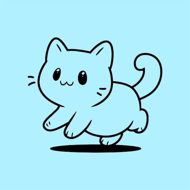 Un simple dessin en noir d'un chat de dessin animé