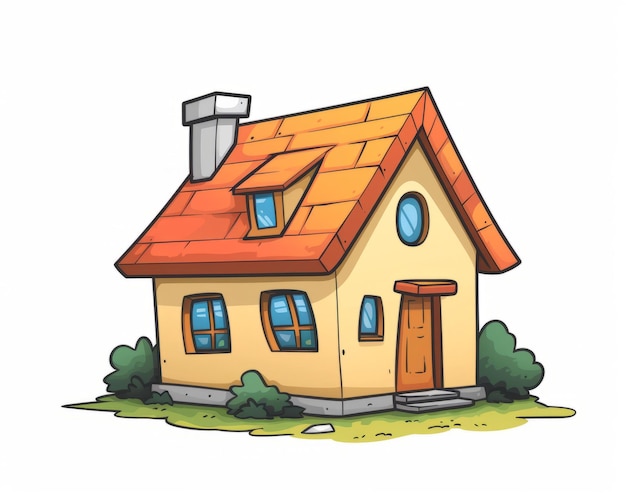 une simple image de dessin animé de la maison isolée sur fond blanc