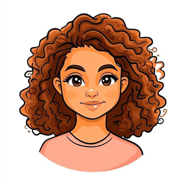 simple jolie fille à la peau brune avec des cheveux bouclés icône concept d'illustration à l'aquarelle
