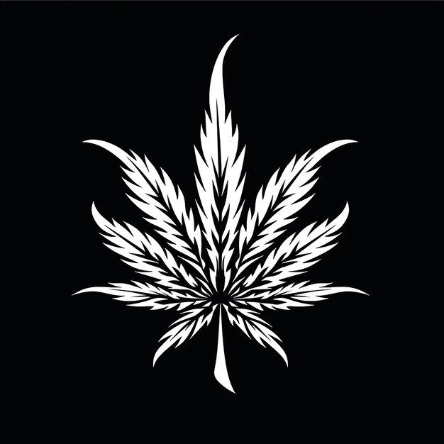 Photo un simple logo noir et blanc d'une plante de marijuana