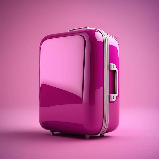 simple valise violet magenta sur un fond plat magenta, propre et minimaliste