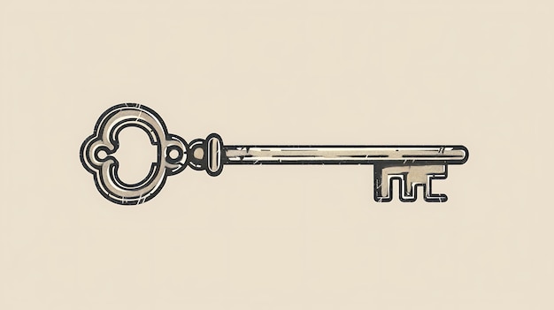 Photo a simple yet elegant vector illustration of a key the key is a symbol of security mystery and knowledge