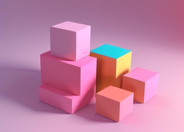 Simplicité de mise au point Podium de cube orange minimal et arrière-plan pour la présentation du produit Rendu 3D