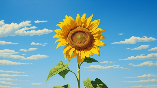 Simplicité et photoréalisme Un superbe tournesol dans le ciel