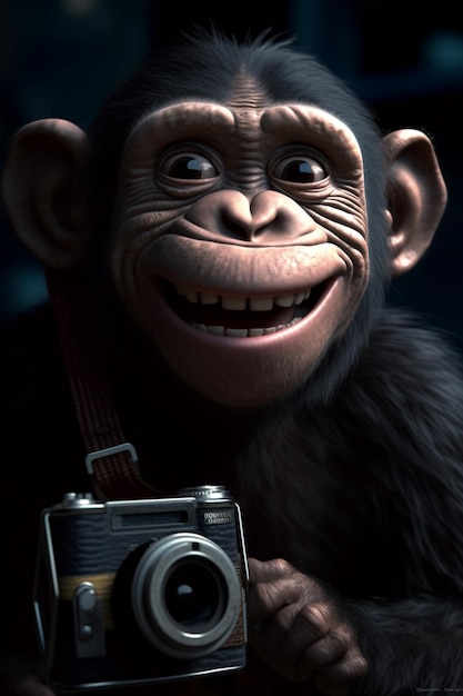 Un singe avec un appareil photo