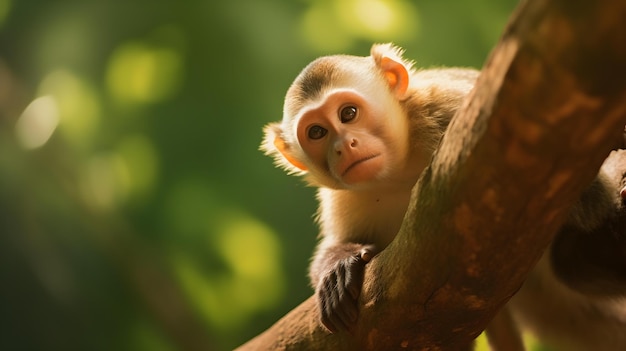 Photo un singe assis sur une branche d'arbre