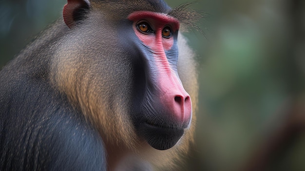 Un singe au visage noir et rouge