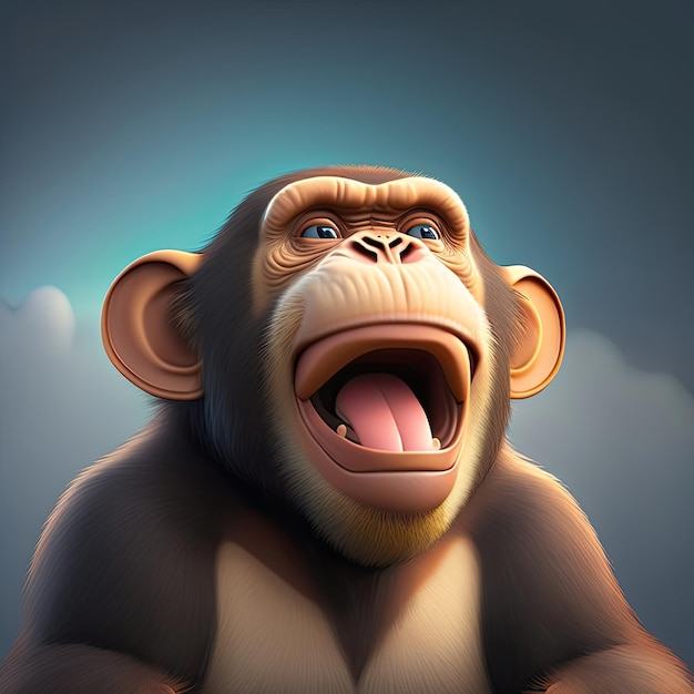 un singe avec la bouche ouverte et la langue qui sort.