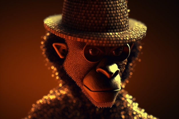 Un singe avec un chapeau et des lunettes