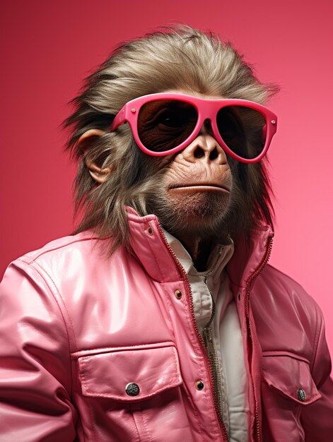 Photo un singe cool portant un costume d'affaires et des lunettes de protection