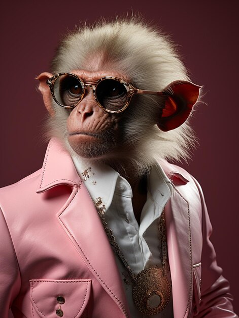 Photo un singe cool portant un costume d'affaires et des lunettes de protection