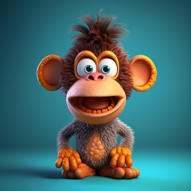 Un singe de dessin animé avec de grands yeux et un grand sourire.