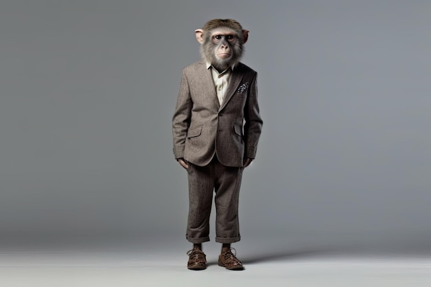 Singe drôle portant un costume d'affaires à la mode Concept d'animal de mode Illustration numérique