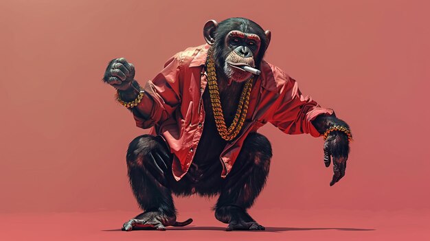 Un singe élégant qui rappe et danse