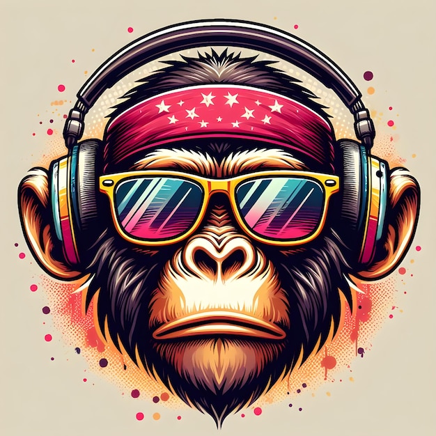 Photo un singe hip-hop avec des lunettes de soleil