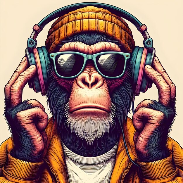 Un singe hip-hop avec des lunettes de soleil