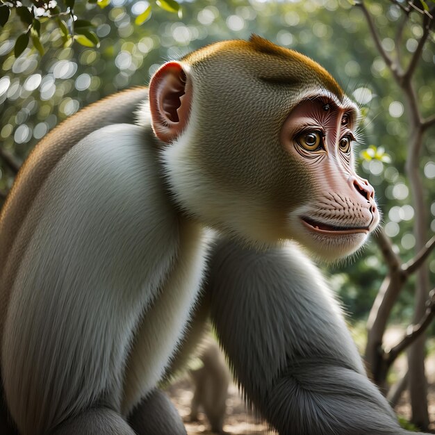 Un singe macaque dans un parc généré par l'IA