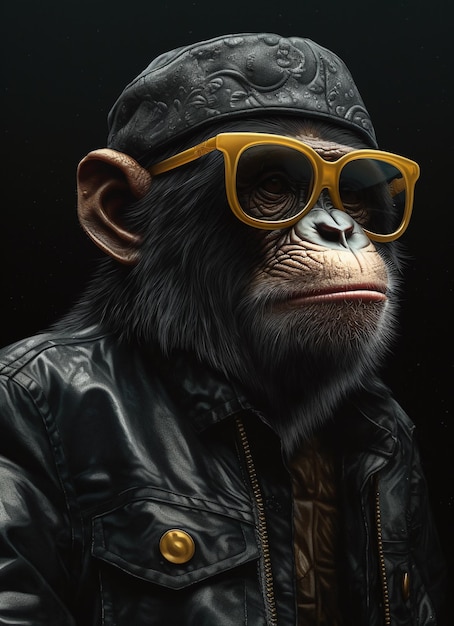 Singe portant un chapeau et des lunettes de soleil