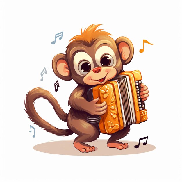 Photo un singe qui joue de la musique un animal mignon qui joue de l'accordéon