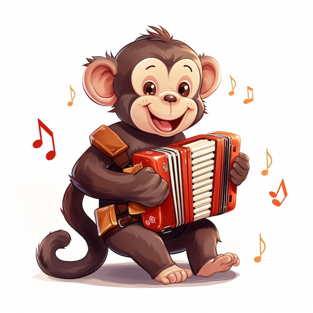 Photo un singe qui joue de la musique un animal mignon qui joue de l'accordéon