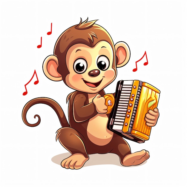 Photo un singe qui joue de la musique un animal mignon qui joue de l'accordéon