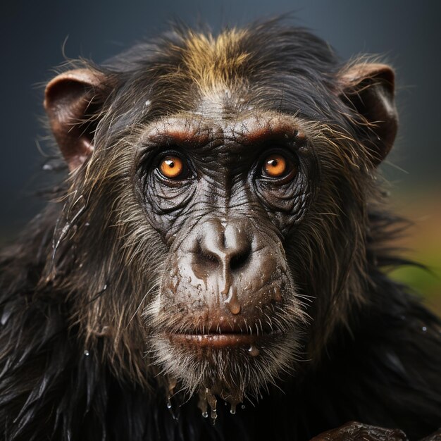 Photo un singe avec une tête jaune et des yeux bruns