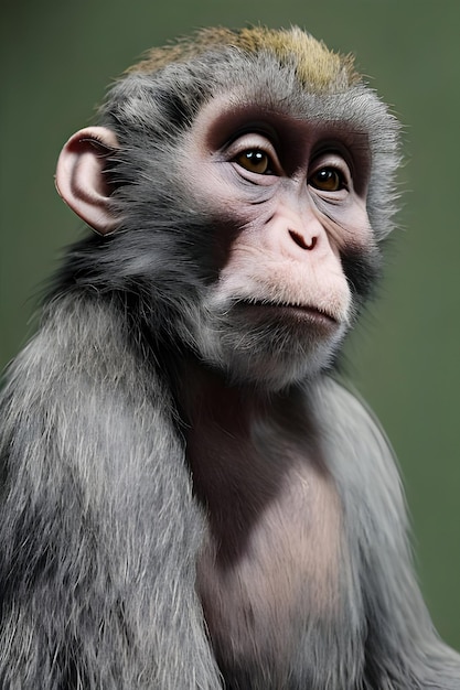 Un singe avec un visage noir et un fond vert.