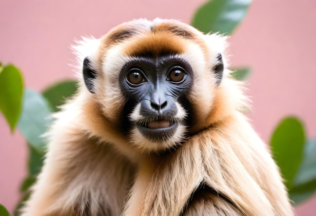 Photo un singe avec un visage noir et un visage brun et un visages noir