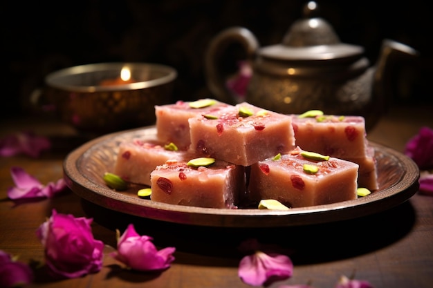 Photo singhara barfi ou singhada burfi ou halwa fabriqué à l'aide de farine de châtaignier d'eau à jeûne ou à la nourriture upwas