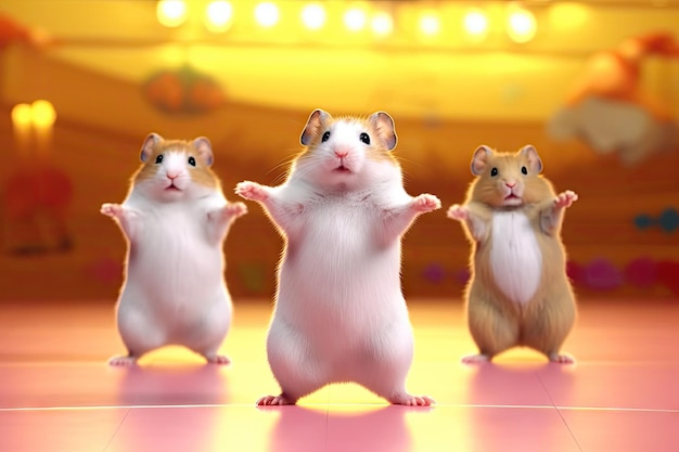 Singing Hamsters Disco of 80s Concert of 90s Karaoke with Rodents Abstract Generative AI Illustration